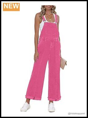 Wide Leg Denim Overalls Loose Fit Bib Stretch Jeans Jumpsuit